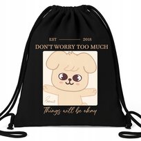 Worek Plecak EKO Czarny DON'T WORRY TOO MUCH Na Buty Prezent Muzyka KPOP Wz