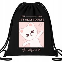 Worek Plecak EKO Czarny IT'S OKAY TO REST Na Buty Prezent Muzyka KPOP Wzory