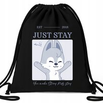 Worek Plecak EKO Czarny JUST STAY Na Buty Kapcie Prezent Muzyka KPOP Wzory