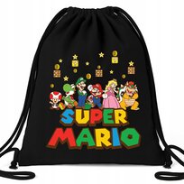 Worek Plecak EKO Czarny SUPER MARIO GRA Na Prezent Dla Dziecka Wiele Wzorów