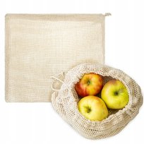 WOREK Z SIATKI BAWEŁNIANEJ 38x30 cm ECRU na ZAKUPY SPOŻYWCZE Warzywa Owoce Allbag