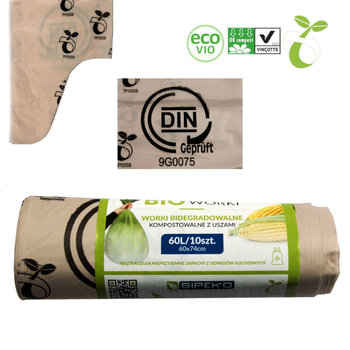Worki biodegradowalne kompostowalne ATEST 60L 10sz - Sipeko