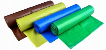 Worki do segregacji śmieci 120L zestaw 4 KOLORY 80 szt. (8 rolek) z nadrukami - e-pack
