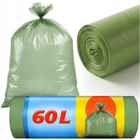 WORKI NA ŚMIECI 60L 100 SZTUK ZIELONE KLASYCZNE MOCNE 10 ROLEK