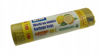 Worki na śmieci 60L zapachowe Z TAŚMĄ żółte 10 szt. (1 rolka) cytryna - inna (Inny)