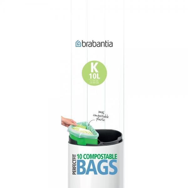 Worki na śmieci biodegradowalne BRABANTIA, 10 l, 10 szt.