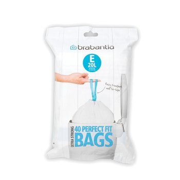 Worki na śmieci BRABANTIA PerfectFit Bags, rozmiar E, 20 l, 40 szt. - BRABANTIA