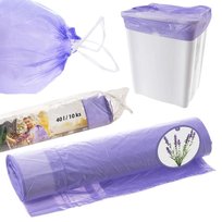 Worki na śmieci odpady zapachowe zestaw worków z taśmą lawendowe 40 l 10 szt.
