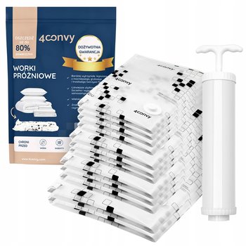 Worki próżniowe na pościel odzież 30% grubsze 12szt ZESTAW Z POMPKĄ MAXI - 4Convy