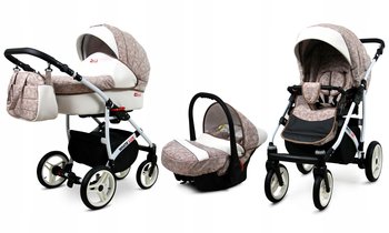 Wózek 3w1 dziecięcy spacerówka BabyLux White Lux - BabyLux