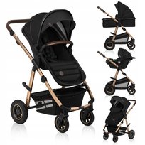 Wózek 3w1 GONDOLA +SPACERÓWKA +FOTELIK I-size POMPOWANE KOŁA Lionelo Amber