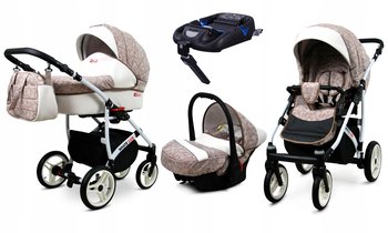 Wózek 4w1 dziecięcy BabyLux WhiteLux + baza Isofix - BabyLux