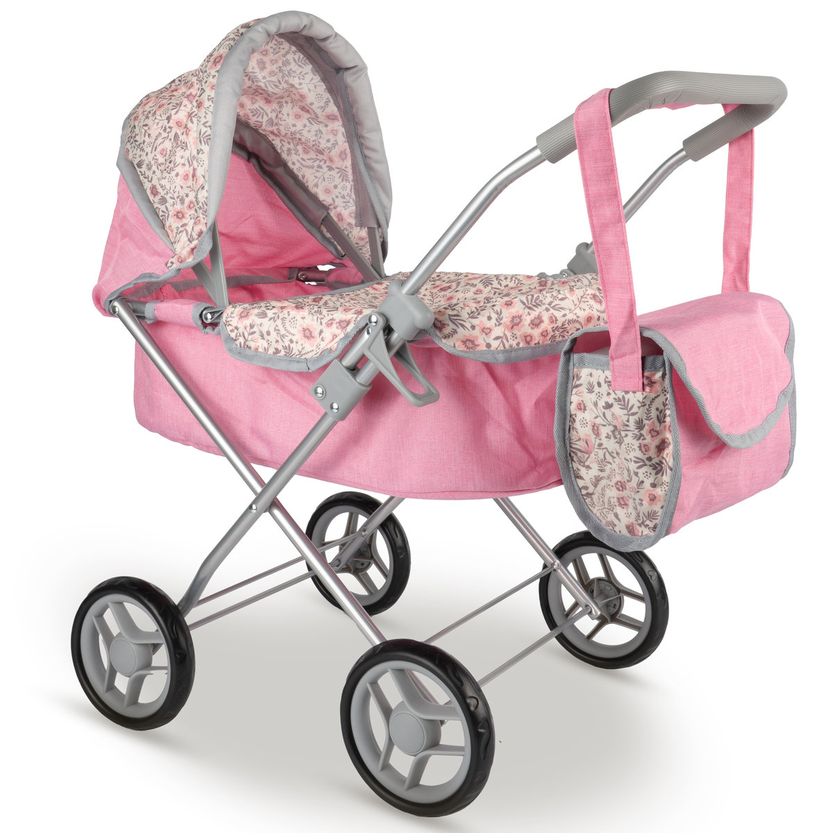 MalPlay Wózek dla Lalek Głęboki Składany Gondola Torba Spacerówka Regulowany Daszek