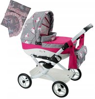 Wózek dla lalek, lalkowy ADBOR LILY lc-24 Z zestawem pościeli