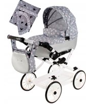 Wózek dla lalki, lalkowy głęboki Adbor VIKI Kolor Vi-08 z Zestawem pościeli