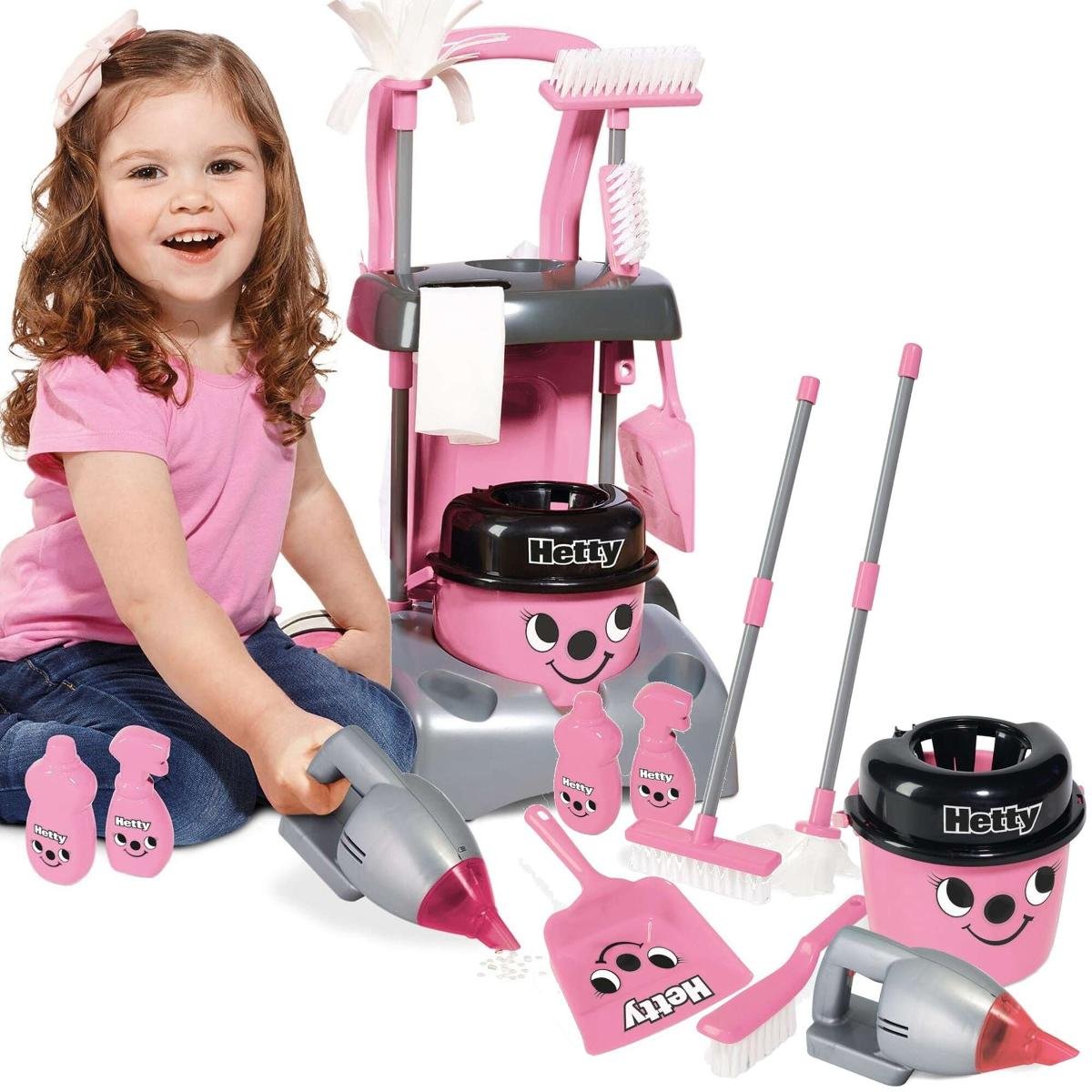 Wózek do sprzątania dla dzieci z odkurzaczem i mopem Hetty Deluxe Casdon