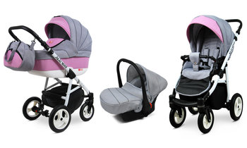 Wózek Dziecięcy 3w1 Gondola Spacerówka Fotelik Samochodowy BabyLux Alu Way Light Pink Aluminium - BabyLux