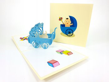 Wózek Dziecięcy Niebieski Kartka 3d Chłopiec - GrandGift