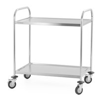 Wózek kelnerski 2-półkowy ze stali nierdzewnej uchwyt o profilu okrągłym 860x540x940 mm | TECHNICA, Silver Line