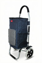 Wózek na zakupy granatowo-szary zamykany na suwak pojemny duże kółka kieszeń chłodząca