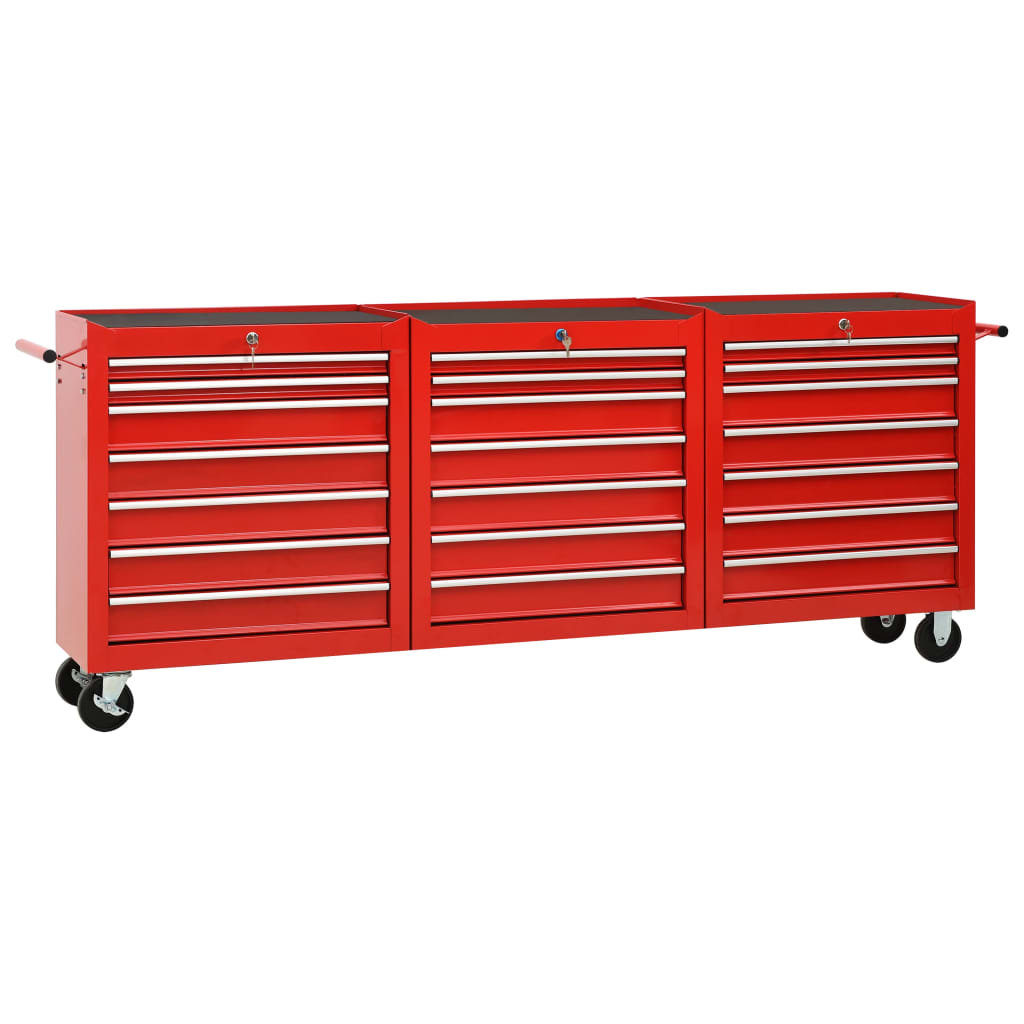 Zdjęcia - Skrzynka narzędziowa VidaXL Wózek narzędziowy, 21 szuflad, stalowy, czerwony 