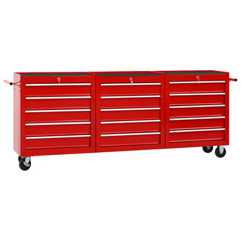 Wózek narzędziowy z 15 szufladami VIDAXL, czerwony, 202x33x77,2 cm - vidaXL