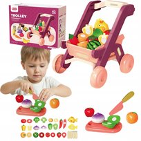 Wózek Sklepowy Na Zakupy dla Dzieci 43 el Warzywa Owoce Zestaw Akcesoria