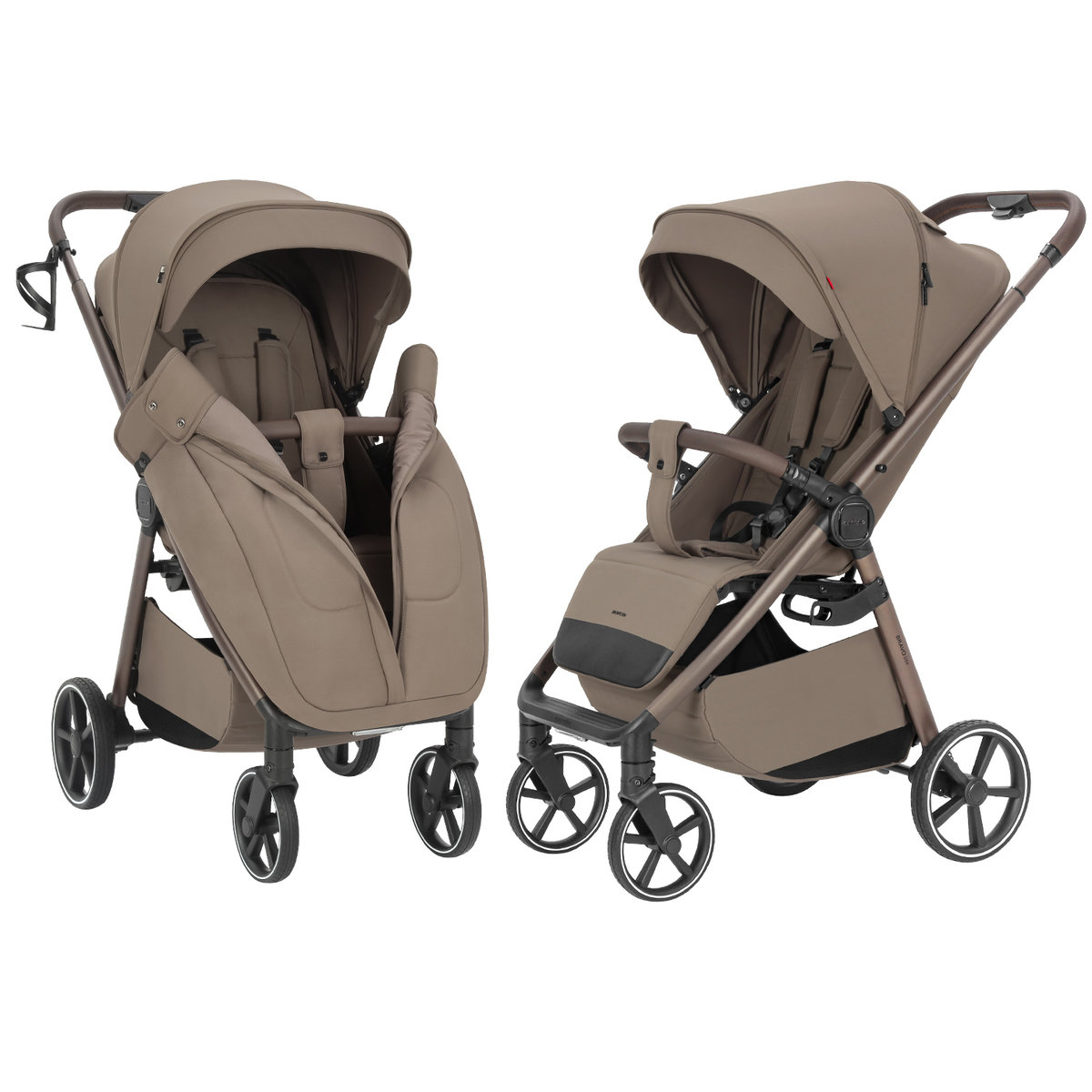 Wózek Spacerowy CARRELLO Bravo M/Lite CRL-5529 Wood Beige LED Składany ...