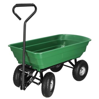 Wózek transportowy ogrodowy z funkcją wywrotki przyczepka metalowa 250 kg zielona - Springos