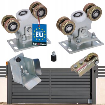 WÓZEK WAHLIWY ROLKI BRAMY PRZESUWNEJ 5-ROLEK ZESTAW WÓZKÓW BRAMOWYCH 80x80 - Kotarbau