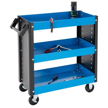 Wózek warsztatowy z 3 półkami 83x38x85 cm czarny/niebieski metalowy - ECD Germany