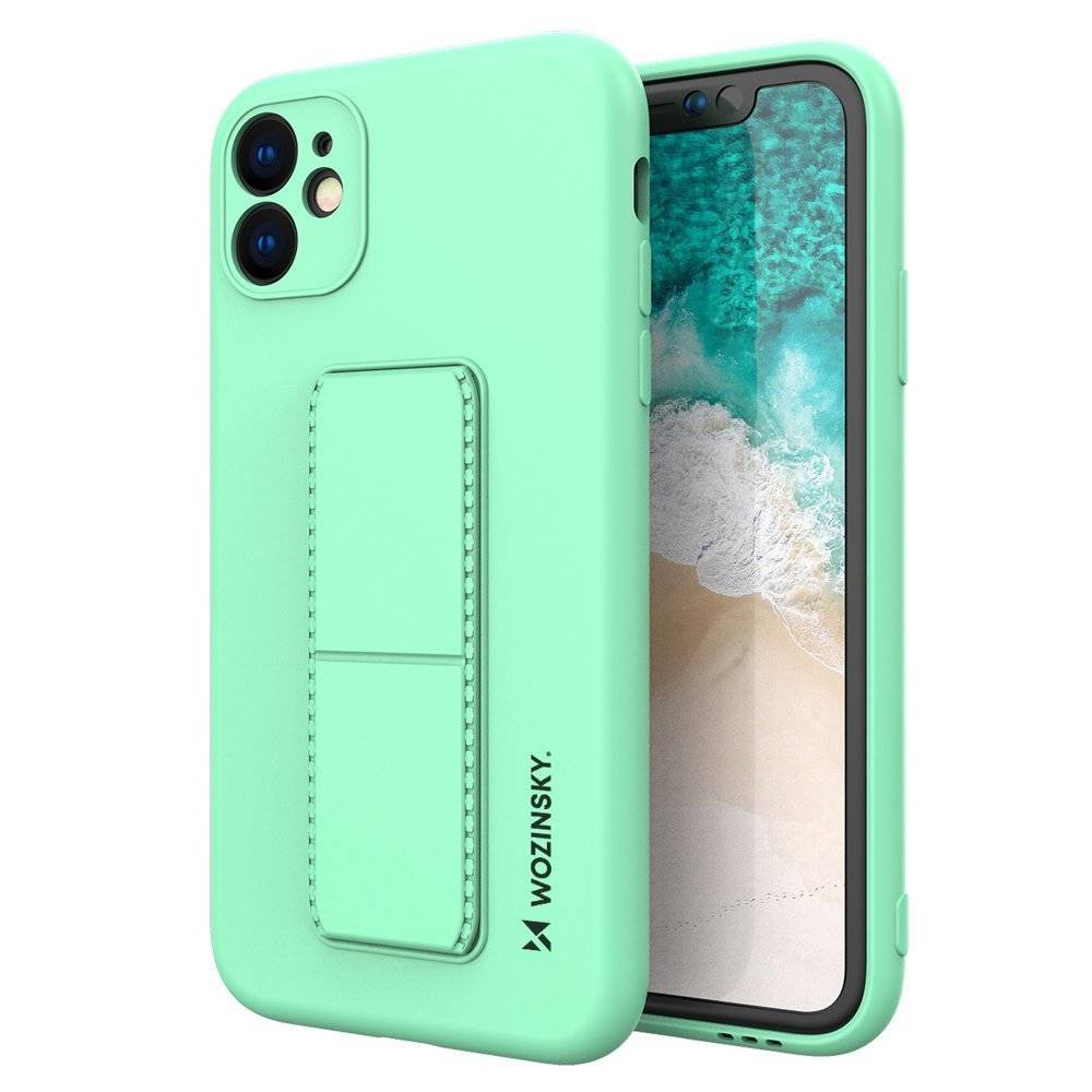 Wozinsky Kickstand Case elastyczne silikonowe etui z podstawką iPhone Pro Max miętowy