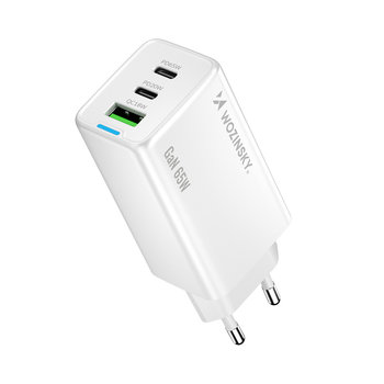 Wozinsky ładowarka GaN 65W z portami USB 2xUSB-C z kabelm C-C 65W - biała - Wozinsky