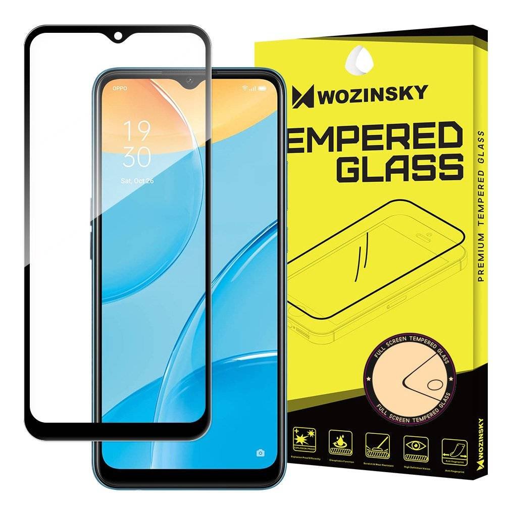 Wozinsky super wytrzymałe szkło hartowane Full Glue na cały ekran z ramką Case Friendly Oppo A15 czarny