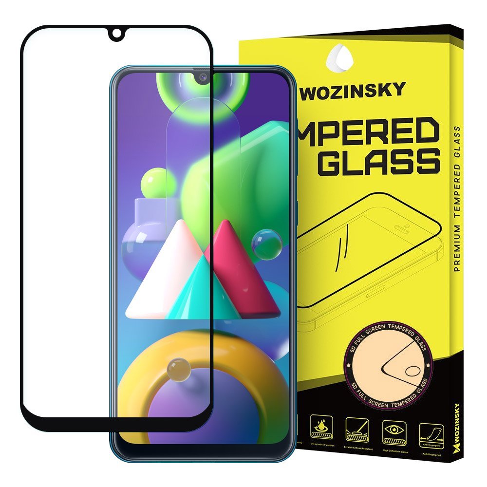 Wozinsky super wytrzymałe szkło hartowane Full Glue na cały ekran z ramką Case Friendly Samsung Galaxy M21 czarny