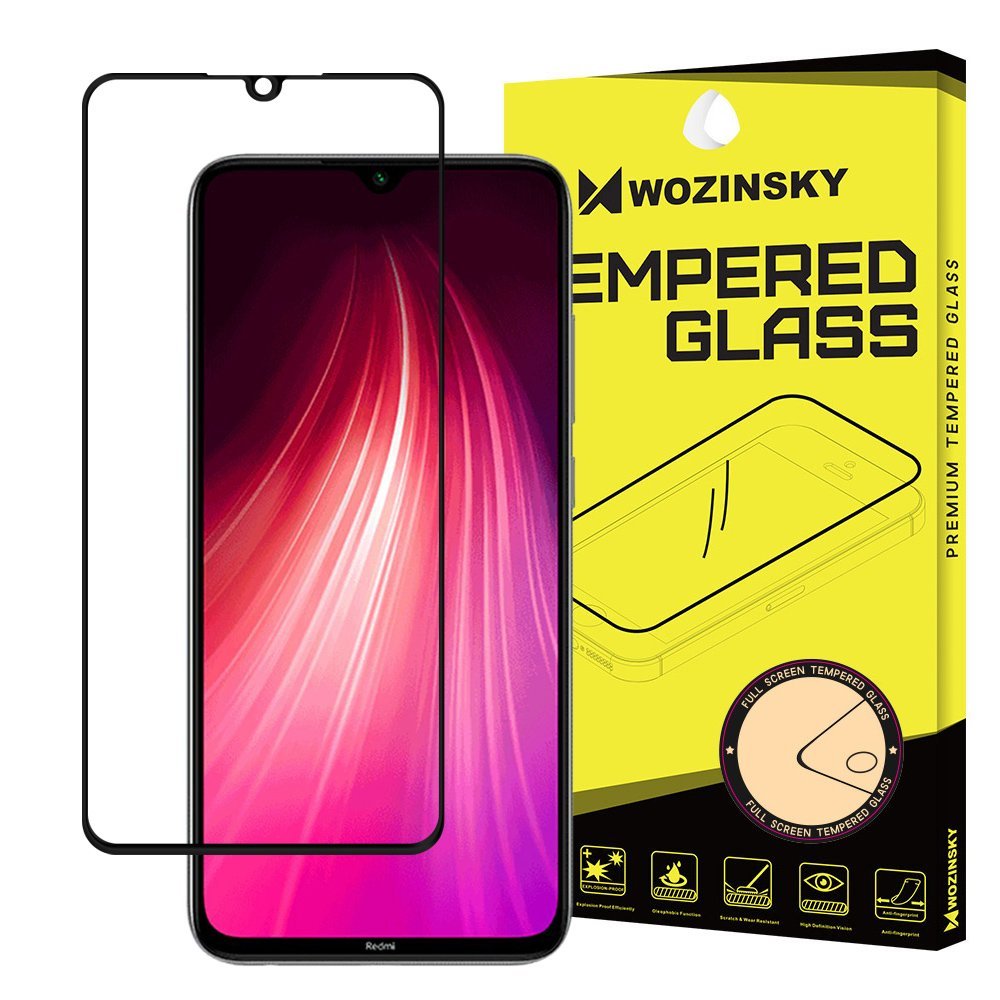 Wozinsky super wytrzymałe szkło hartowane Full Glue na cały ekran z ramką Case Friendly Xiaomi Redmi Note 8 czarny