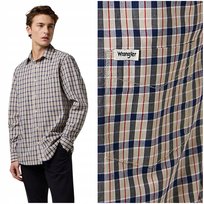Wrangler 1 PKT SHIRT Beige klasyczna koszula bawełniana męska w kratę 3XL Wrangler