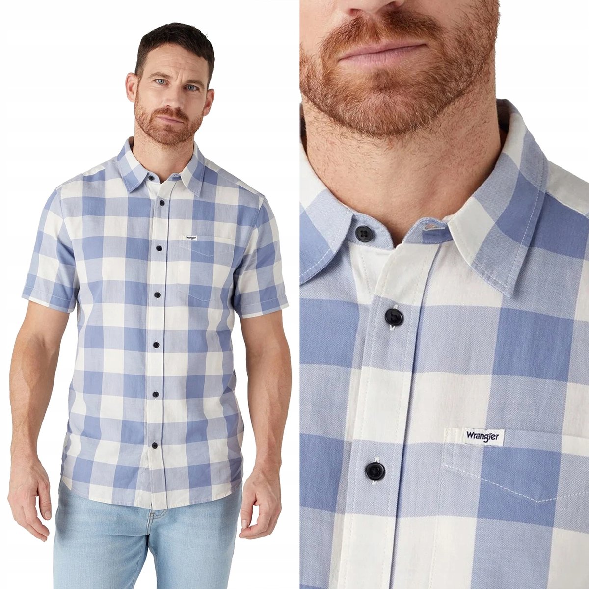 Wrangler 1 PKT SHIRT Stone Wash KOSZULA W KRAT KR TKI R KAW REGULAR M wrangler-1-pkt-shirt-stone-wash-koszula-w-krat-kr-tki-r-kaw-regular-m