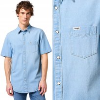 Wrangler 1 POCKET SHIRT Bleach JEANSOWA KOSZULA KRÓTKI RĘKAW DżINS M Wrangler