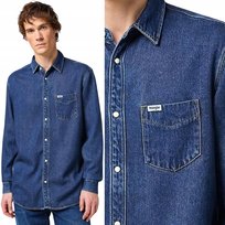 Wrangler 1 POCKET SHIRT Dark Stone KOSZULA JEANSOWA CIEMNY DżINS REGULAR M Wrangler