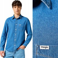 Wrangler 1 POCKET SHIRT Mid Stone MĘSKA JEANSOWA KOSZULA REGULAR FIT S Wrangler