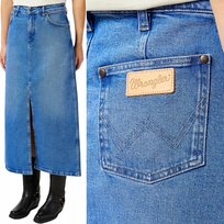 Wrangler DENIM MAXI SKIRT DŁUGA JEANSOWA SPÓDNICA ROZCIĘCIE Z PRZODU M Wrangler