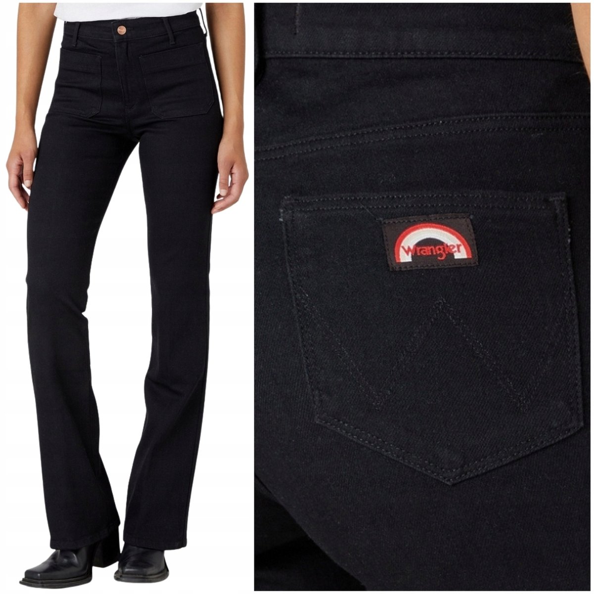 Wrangler Wrangler FLARE damskie spodnie materiałowe bawełniane dzwony W30 L34