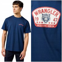 Wrangler GRAPHIC TEE Navy granatowa bawełniana koszulka t-shirt nadruk M