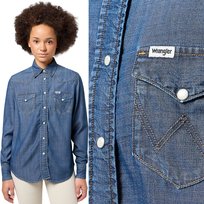 Wrangler Heritage Shirt Carson Ciemna Damska Koszula Jeansowa Regular S Wrangler