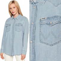 Wrangler HERITAGE SHIRT Light Indigo LUŹNA KOSZULA JEANSOWA BLUE DżINS L Wrangler