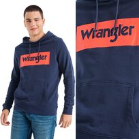 Wrangler LOGO HOODIE Navy BAWEŁNIANA BLUZA Z KAPTUREM KANGURKA XL