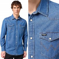 Wrangler LS WESTERN SHIRT Barrel Blue KOSZULA JEANSOWA DżINS REGULAR S Wrangler