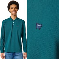 Wrangler POLO Teal LONGSLEEVE ZIELONA POLÓWKA Z DŁUGIM RĘKAWEM REGULAR L Wrangler