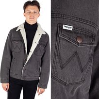 Wrangler Sherpa Jacket Jet Wash Ocieplana Szara Katana Jeansowa Regular M Wrangler